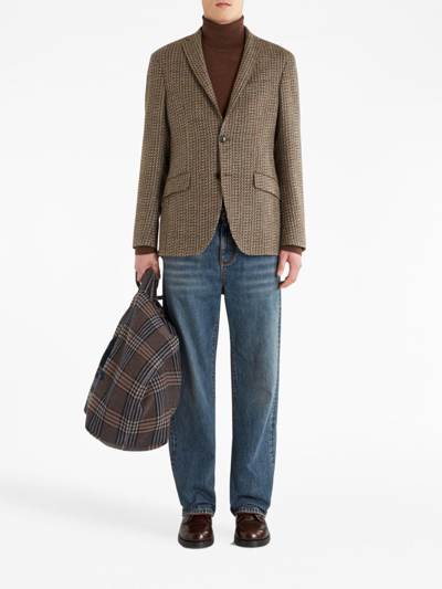 Shop Etro Slim-cut Single-breasted Blazer In Brown