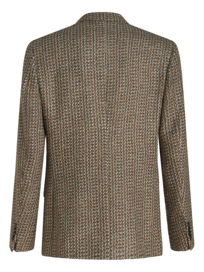 Shop Etro Slim-cut Single-breasted Blazer In Brown