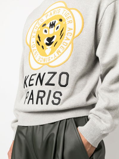 Kenzo Tiger Academy Wool Blend Jumper In Grey