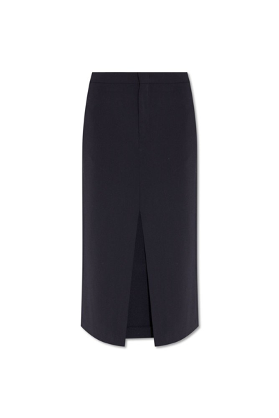 Shop Isabel Marant Madelia Front Slit Midi Skirt In Black