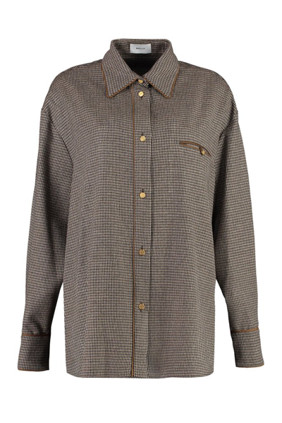 Shop Bally Contrast Seam Buttoned Shirt In Brown
