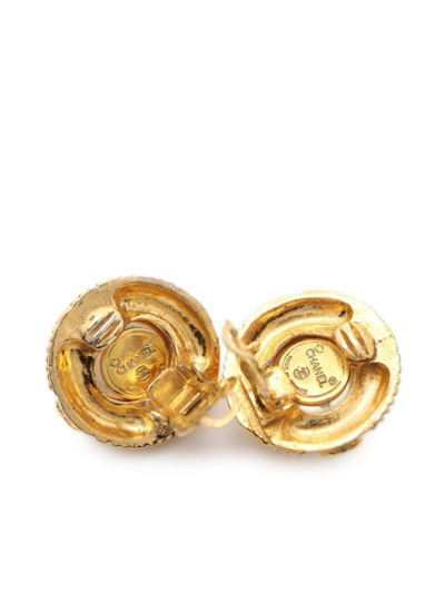Pre-owned Chanel 1986-1988 Cc Faux-pearl Earrings In Gold