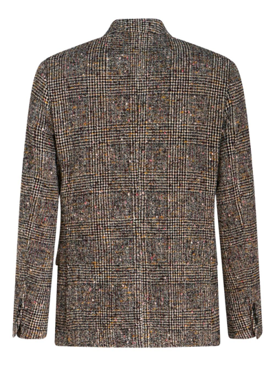 Etro Check Pattern Notch Lapel Jacket With Front Pockets In Brown