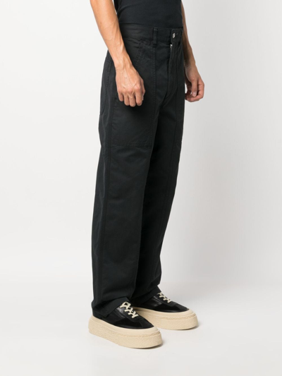 Shop Isabel Marant Leonel Straight-leg Cotton Trousers In Black