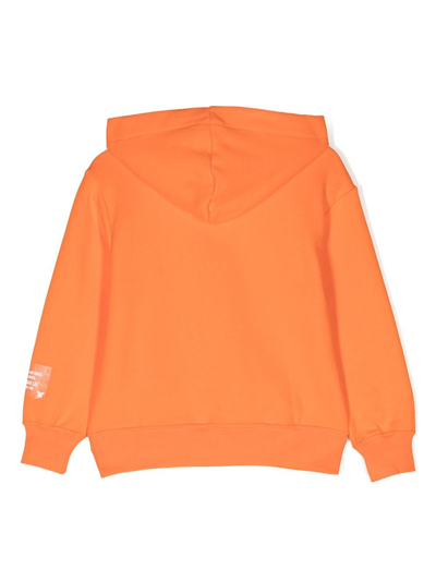 Shop Msgm Logo-print Cotton Hoodie In Orange