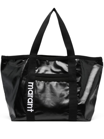 Shop Isabel Marant Darwen Logo-embroidered Tote Bag In Black