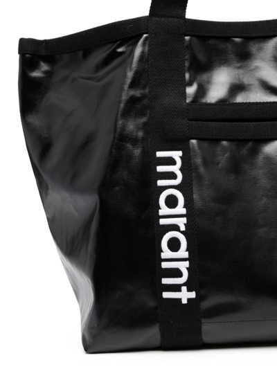 Shop Isabel Marant Darwen Logo-embroidered Tote Bag In Black