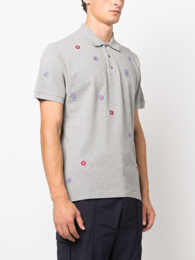 Shop Kenzo Target Embroidered Cotton Shirt In Grey