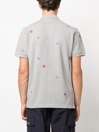 Shop Kenzo Target Embroidered Cotton Shirt In Grey