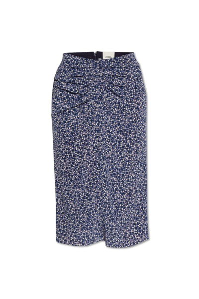 Shop Isabel Marant Gaella Ruched Detailed Midi Skirt In Multi