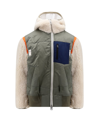 Shop Sacai Panelled Hooded Jacket In Multi