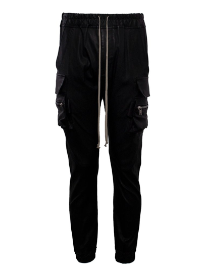 Shop Rick Owens Mastodon Cargo Drawstring Pants In Black