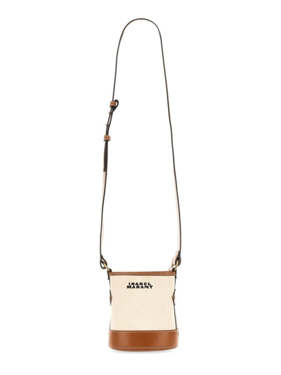 Small Leather Bag with Logo-Embroidered Shoulder Strap