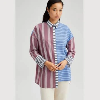 Shop Touche Prive Asymmetric Multi Stripe Shirt