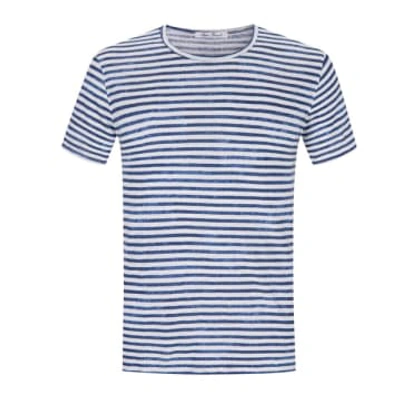 Shop Stefan Brandt Maltino Blue Stripe Elias Lino T Shirt