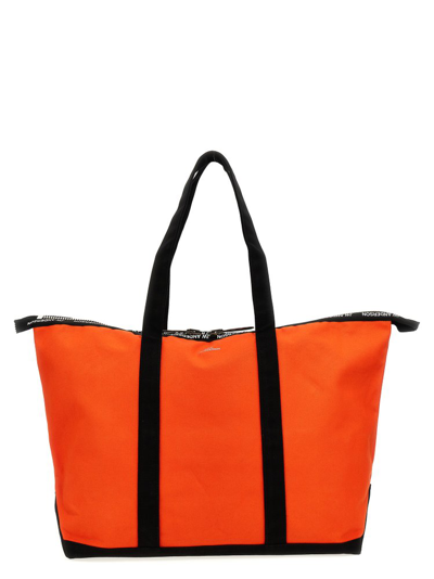 Shop Apc A.p.c. X Jw Anderson Logo Printed Large Tote Bag In Orange