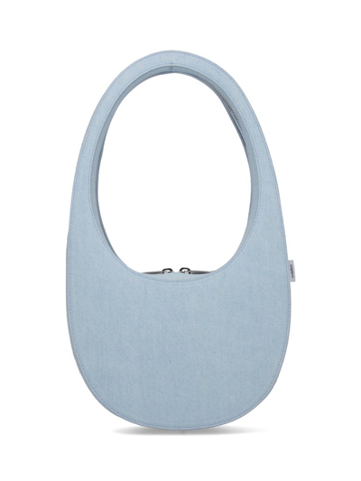 Shop Coperni Swipe Zipped Denim Tote Bag In Blue