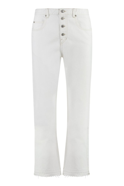 Shop Isabel Marant Étoile Straight Leg Buttoned Jeans In White
