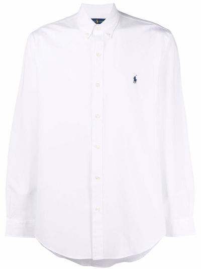 Shop Polo Ralph Lauren Bistretch Poplin Slong Sleeve Sport Shirt Clothing In White