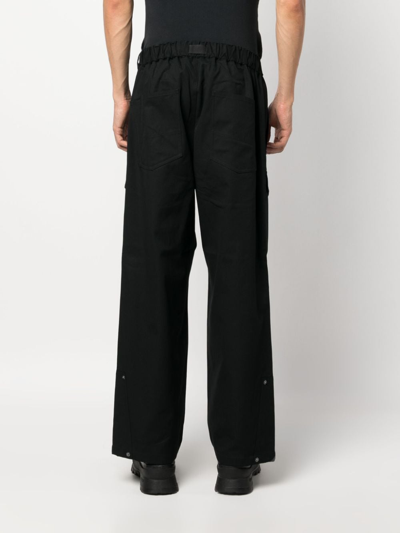 Shop Y-3 Belted-waist Wide-leg Trousers In Black
