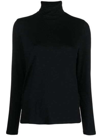 Shop Majestic Roll-neck Sweatshirt In Black