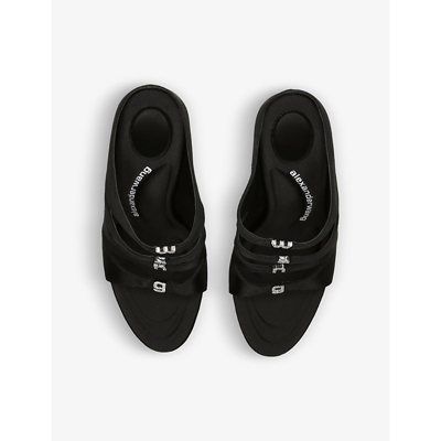 Shop Alexander Wang Lolita Logo-embellished Heeled Sandals In Black