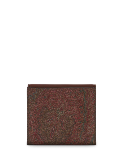 Etro Paisley-jacquard Leather Wallet In Brown