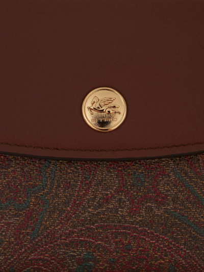 Etro Paisley-jacquard Leather Wallet In Brown