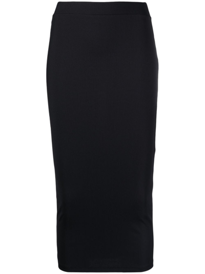 Shop Louisa Ballou Ribbed-knit Pencil Skirt In Black