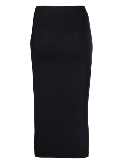Shop Louisa Ballou Ribbed-knit Pencil Skirt In Black