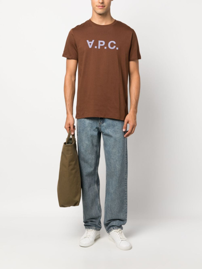 Shop Apc Vpc Flocked Cotton T-shirt In Brown