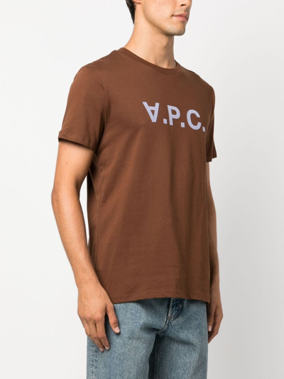 Shop Apc Vpc Flocked Cotton T-shirt In Brown
