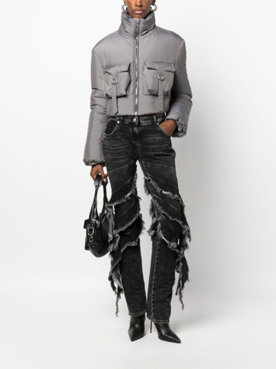 Blumarine Cropped Padded Jacket In N0966 Shark Grey