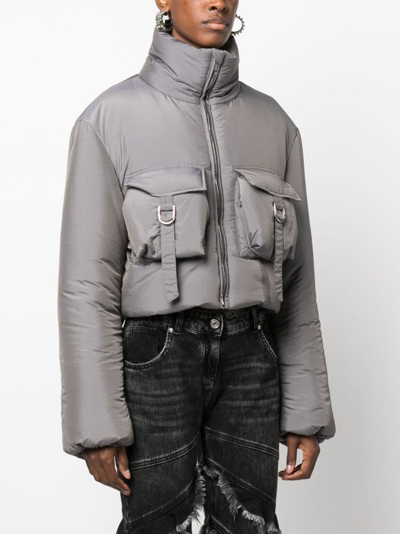 Blumarine Cropped Padded Jacket In N0966 Shark Grey