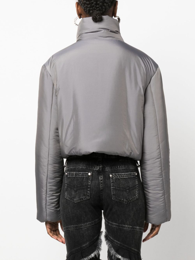 Blumarine Cropped Padded Jacket In N0966 Shark Grey