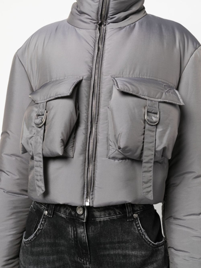 Shop Blumarine Cropped Padded Jacket In N0966 Shark Grey
