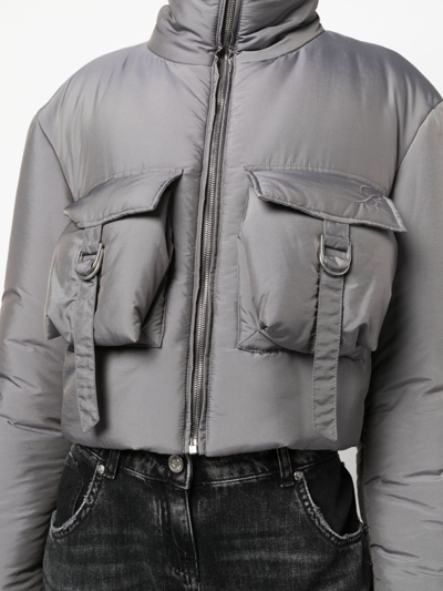 Blumarine Cropped Padded Jacket In N0966 Shark Grey