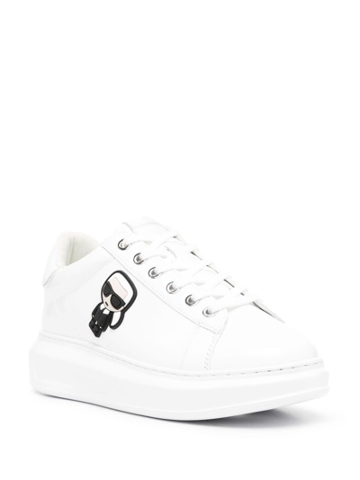 Karl Lagerfeld Ikonik Karl-motif Lace-up Sneakers In White