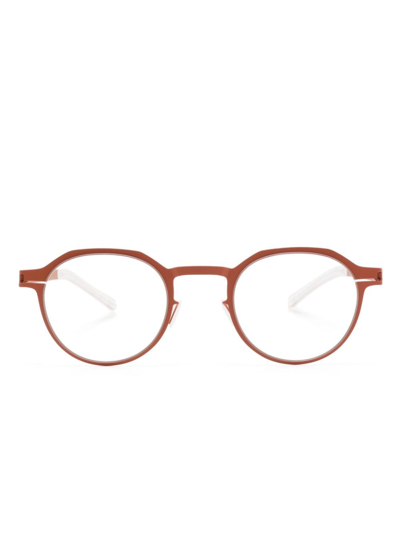 Shop Mykita Round-frame Titanium Glasses In Orange