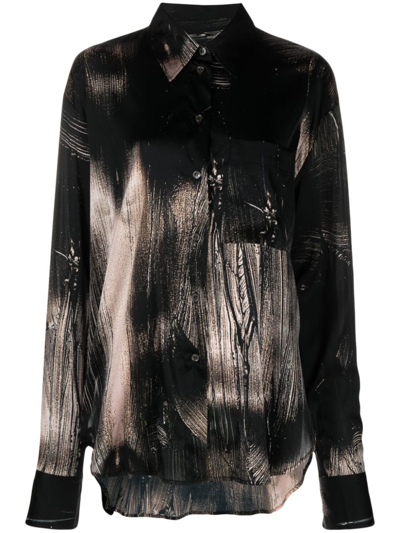 Shop Louisa Ballou Abstract-pattern Print Long-sleeve Shirt In Black