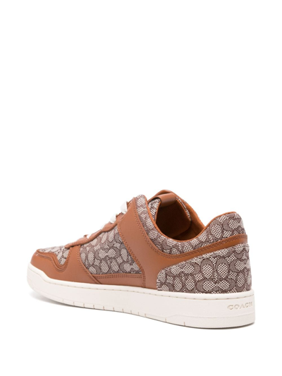 Shop Coach Monogram-pattern Lace-up Sneakers In Brown