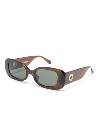 Linda Farrow Engraved-logo Arm Sunglasses In Brown