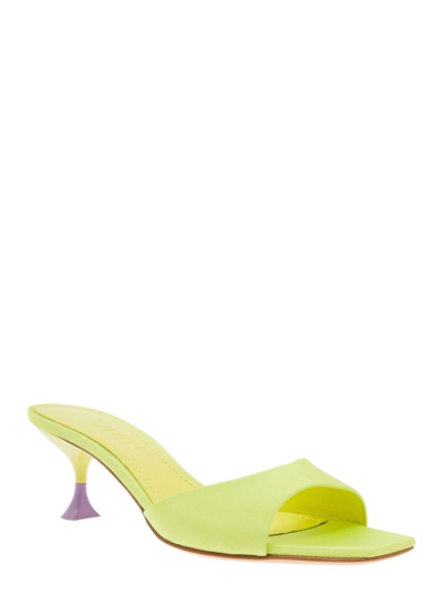 Shop 3juin 'kimi' Lime Green Sandals With Contrasting Enamelled Heel In Viscose Woman In Yellow