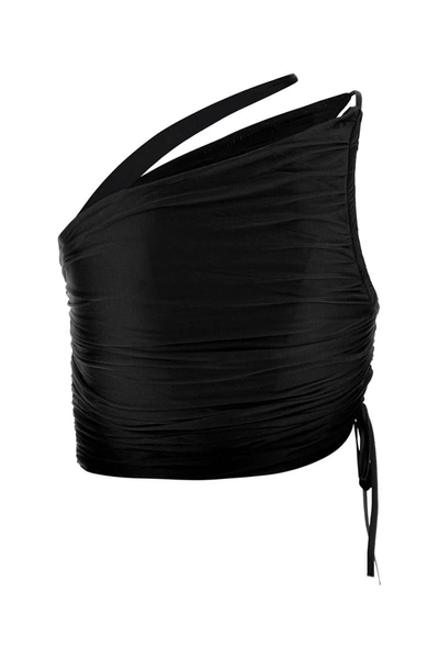 Andrea Adamo Andreādamo Cropped Jersey Top In Black