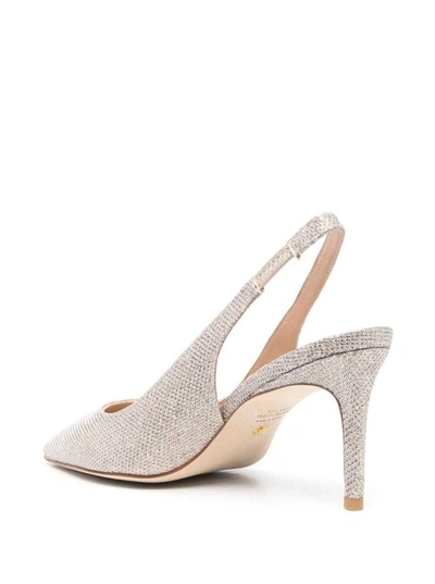 Shop Stuart Weitzman Beige Slingback Pumps With All-over Glitters In Fabric Woman