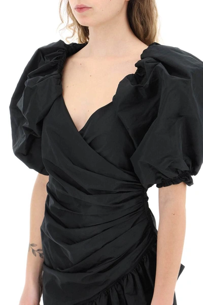 Shop Msgm Draped Mini Dress In Black