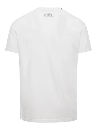 Shop Dolce & Gabbana White T-shirt With All-over Rips And Ri-edition Logo Patch In Cotton Man