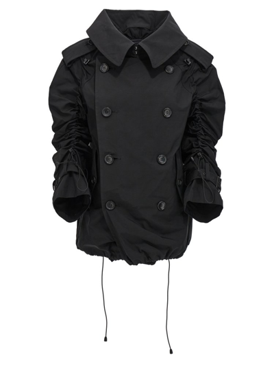 Shop Junya Watanabe Short Curled Trench Coat In Black