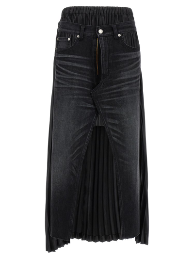 Shop Junya Watanabe X Levi's Pleated Denim Midi Skirt In Black