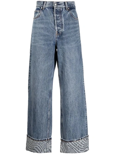 Shop Alexander Wang Wide Leg Jeans With Print In Blue